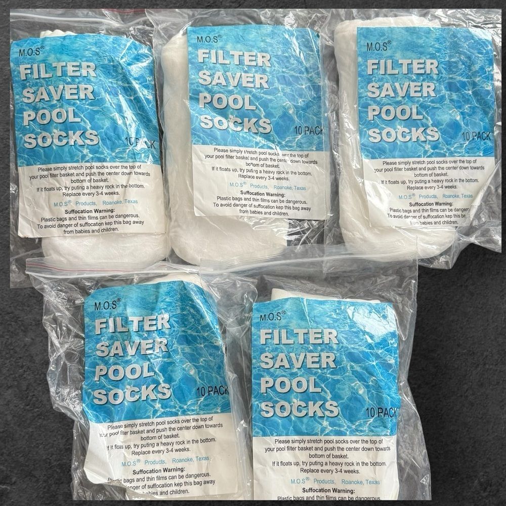 M.O.S Filter Saver Pool Socks Five - 10 Pack